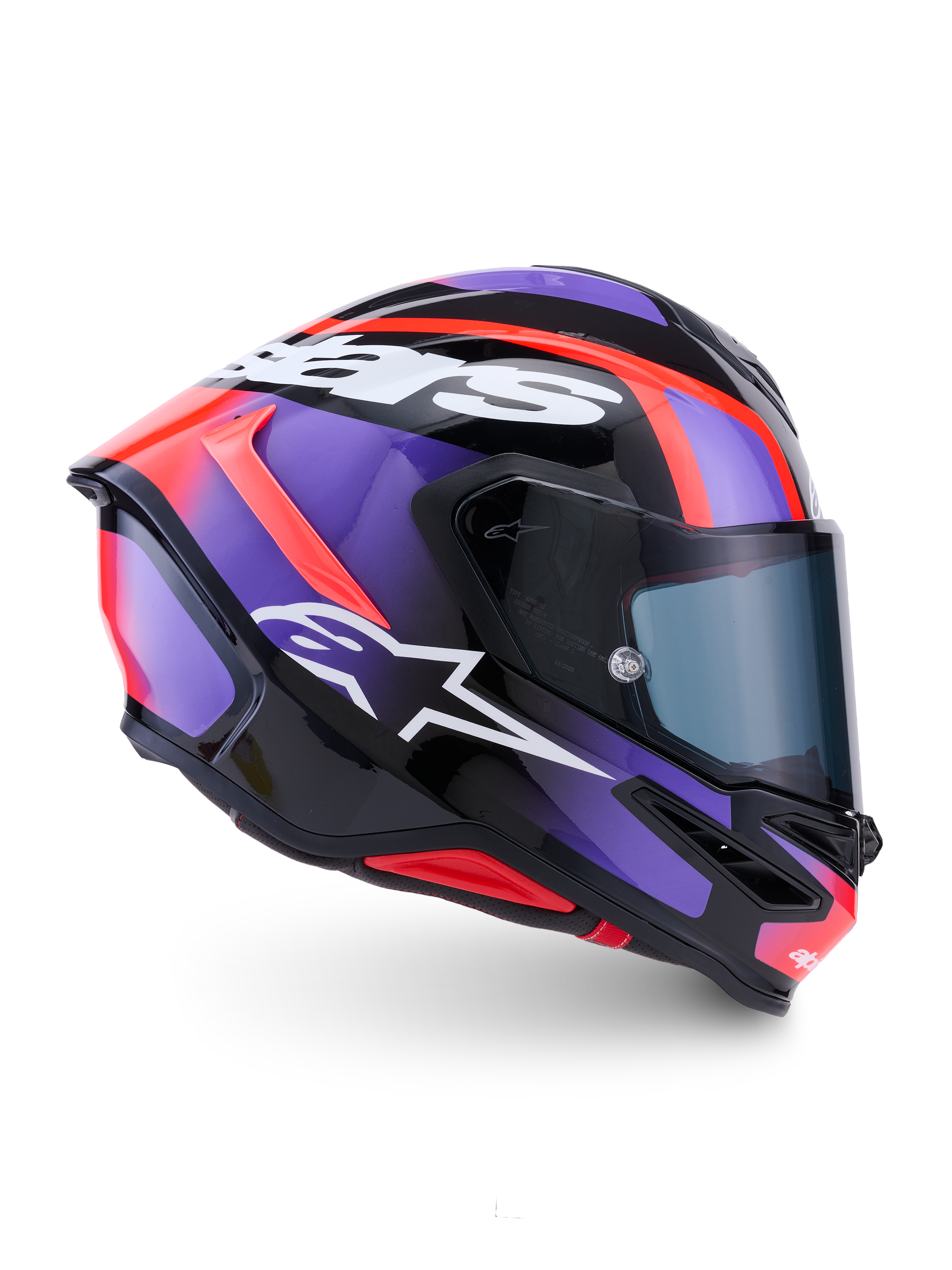 Alpinestars S R7 Lumen Helmet - Black / Purple Red / Fluo White / Glossy