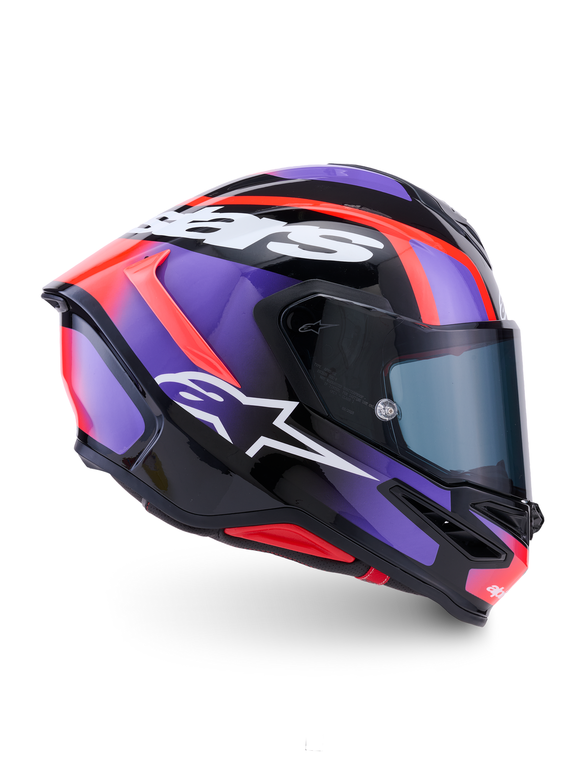Alpinestars S R7 Lumen Helmet - Black / Purple Red / Fluo White / Glossy