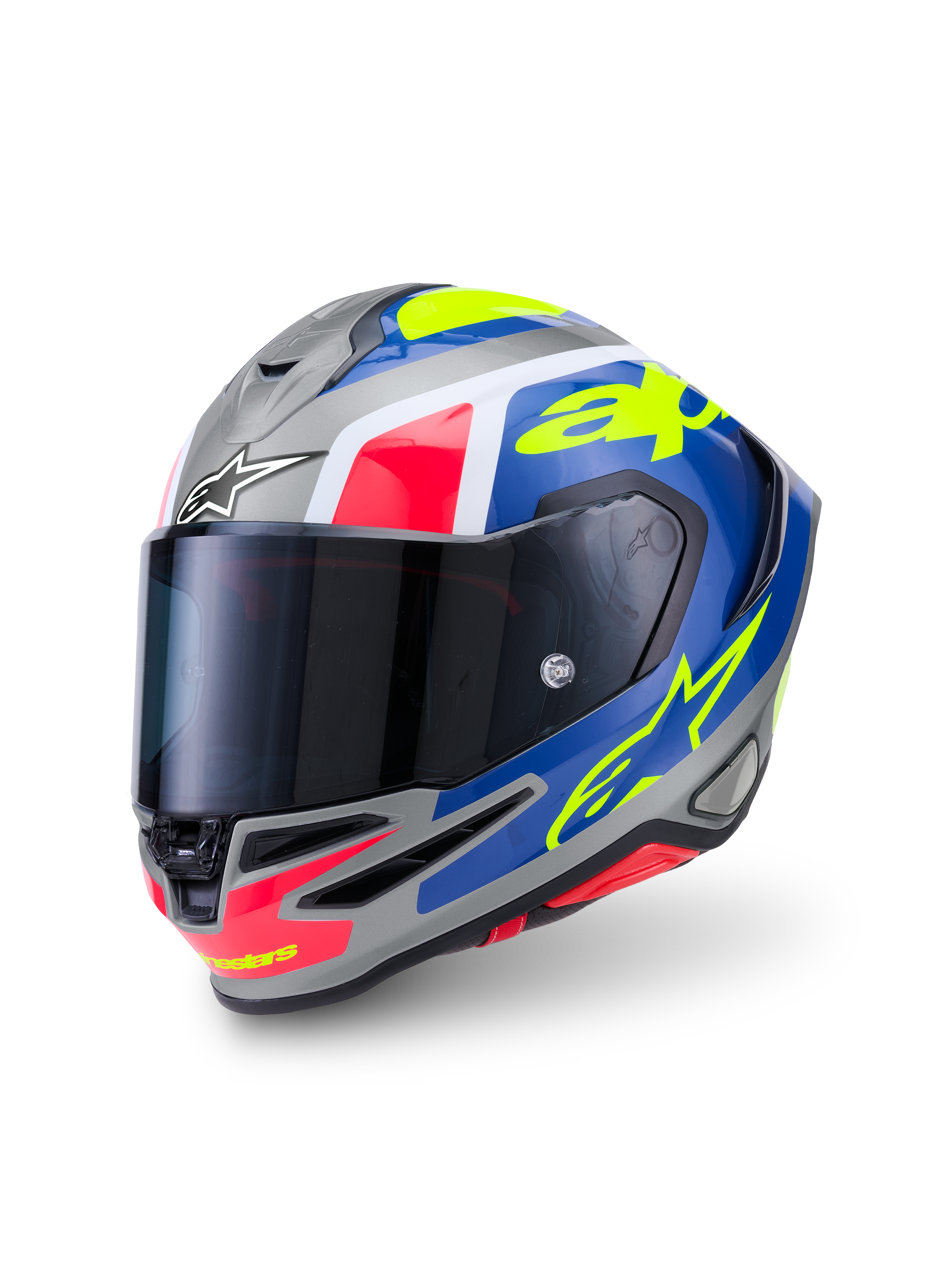 Alpinestars SR7 Lumen Helmet - Silver Black Pink Yellow Fluo Glossy