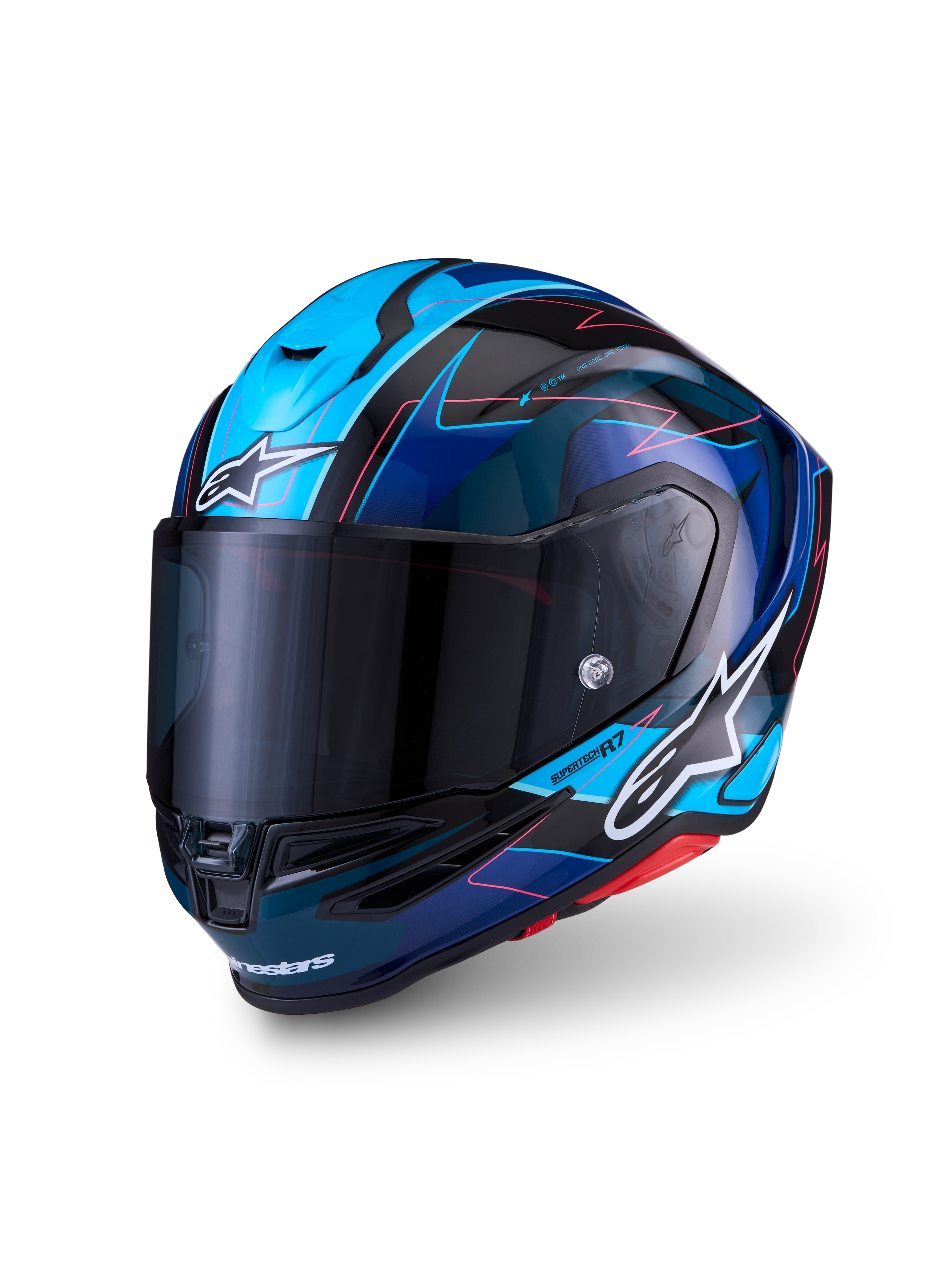 Alpinestars SR7 Kinetis Helmet - Black Blue Pink Fluo White Glossy