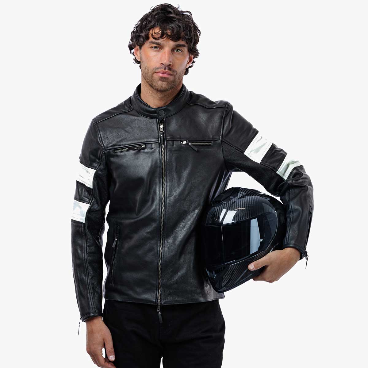 Spada Hanzo CE Leather Jacket - Black / Ivory