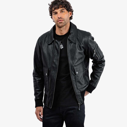 Spada Turbine CE Leather Bomber Jacket - Black