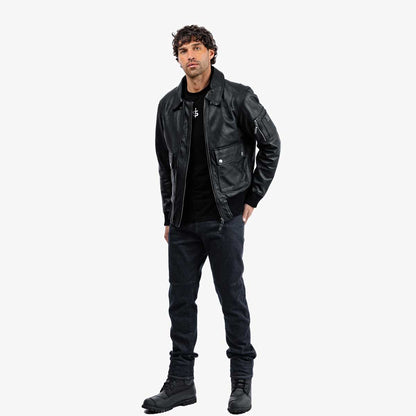 Spada Turbine CE Leather Bomber Jacket - Black