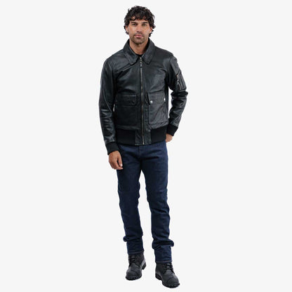 Spada Turbine CE Leather Bomber Jacket - Black