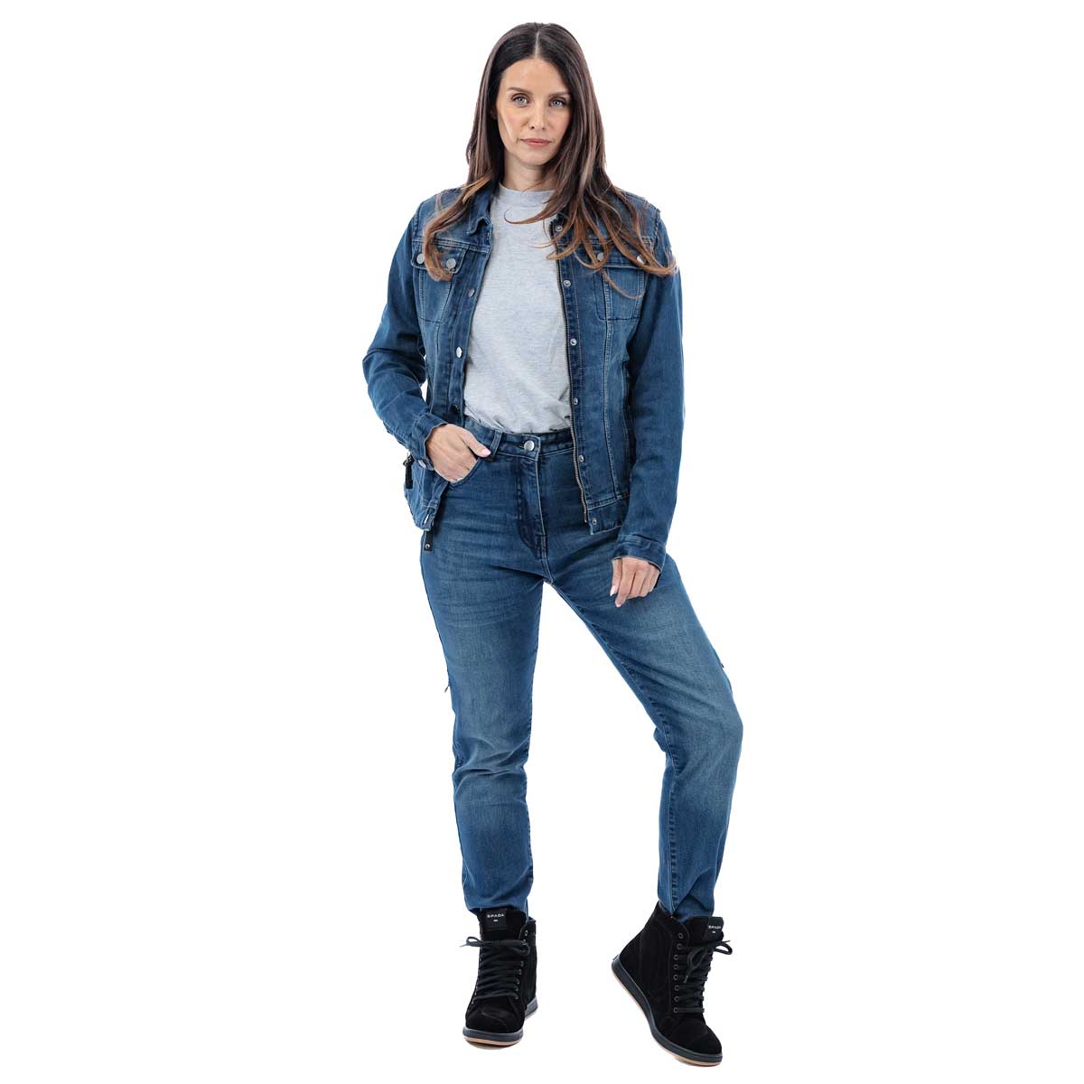Spada Drifter CE Ladies Jeans Short Leg Washed Blue