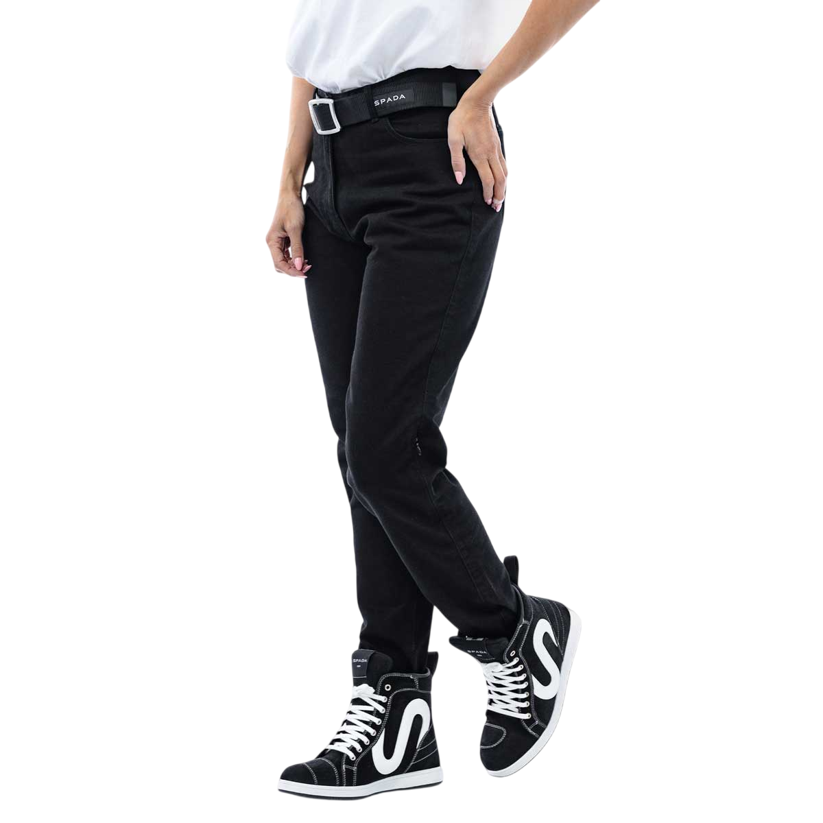 Spada Drifter CE Ladies Jeans Short Leg Solid Black