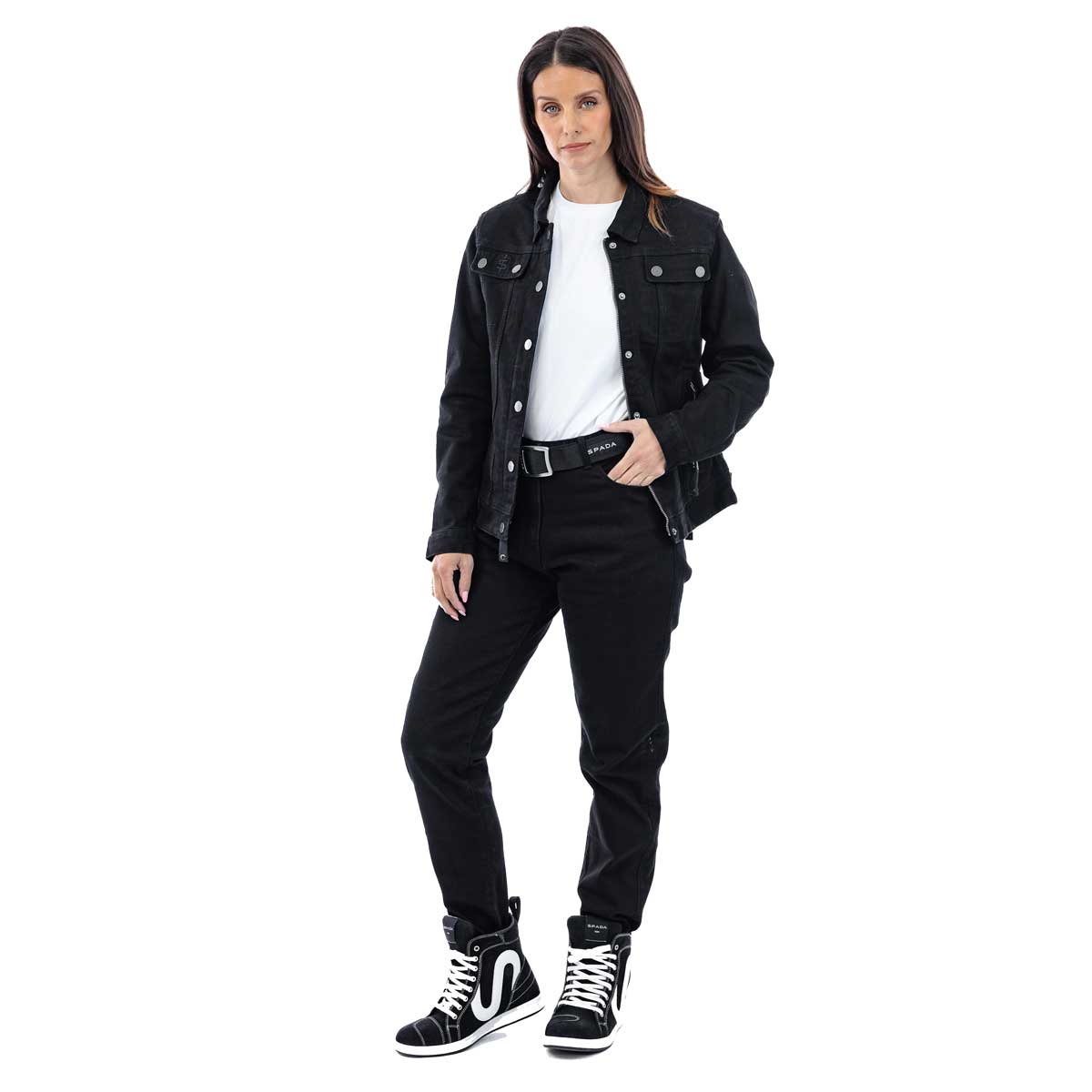 Spada Drifter CE Ladies Jeans Short Leg Solid Black
