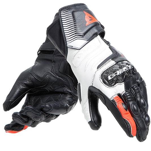 Dainese Carbon4 Long Ladies Leather Gloves N32 - Black / White / Fluo-Red
