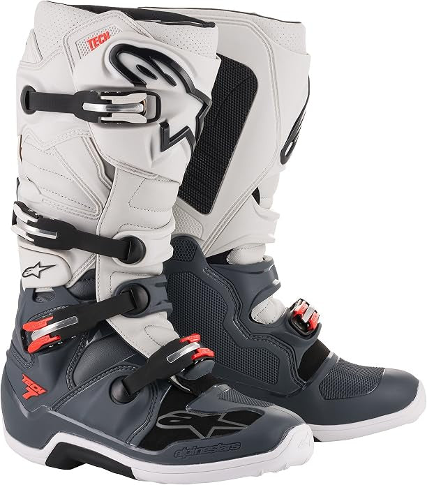 Alpinestars Tech 7 Boots - Dark Grey / Light Grey / Red