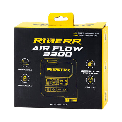 Riderr Air flow 2200 Tyre Inflator - Black
