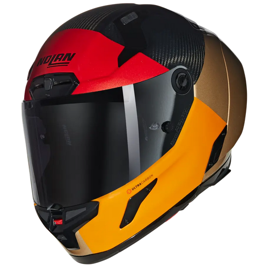 Nolan X-804 RS Carbon Full Face Helmet Blocco 349 - Red / Orange / Black