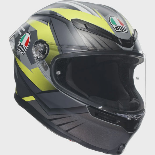 AGV K6 Full Face Helmet - Excite Grey / Flo Yellow
