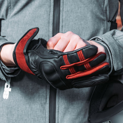Spada Bennett CE Ladies Leather Gloves - Black / Burgundy