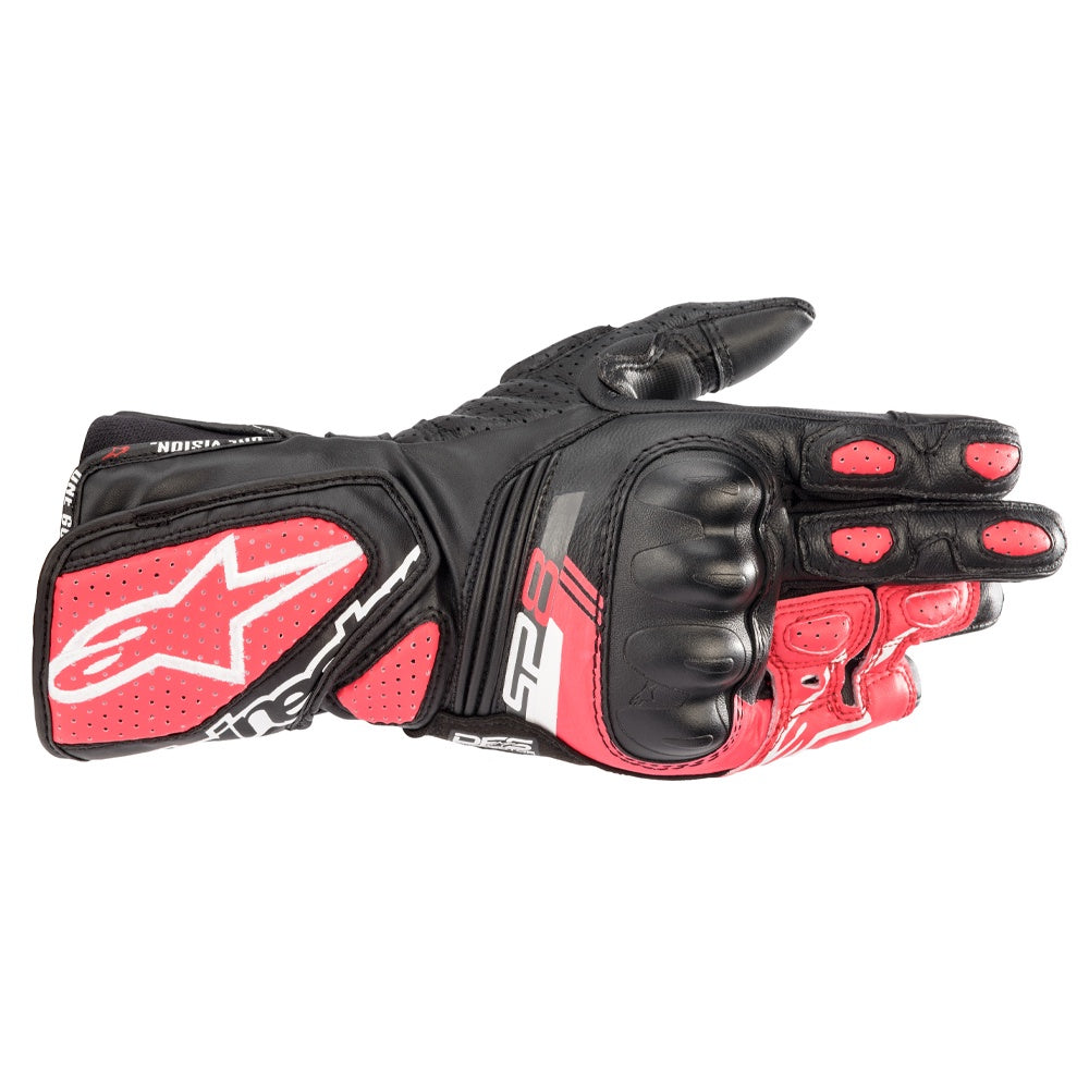 Stella SP-8 V3 Ladies Leather Gloves - Black / White / Diva Pink