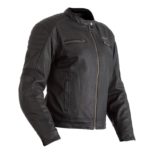 RST x Kevlar Brixton CE Ladies Wax Textile Jacket - Black .