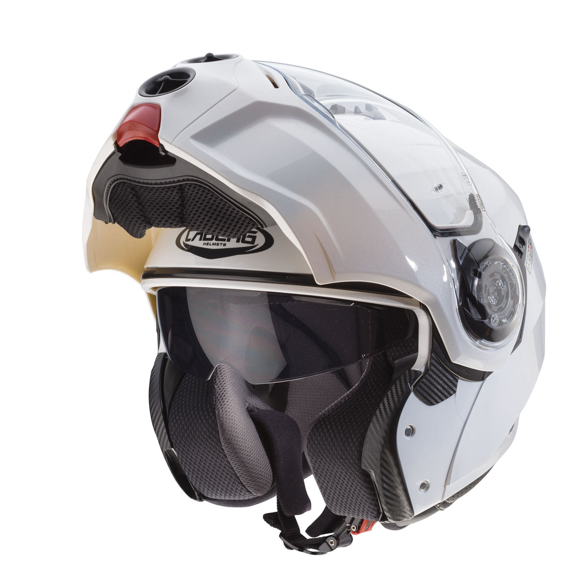 CABERG Droid Metal White Flip Up Motorcycle Helmet