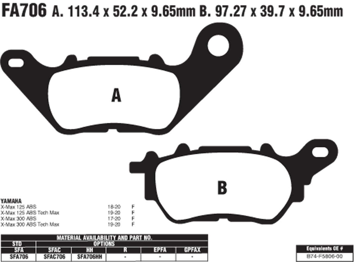 EBC Brake Pads SFA706HH