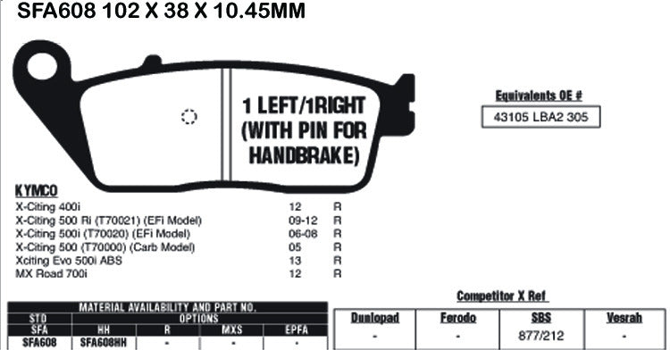 EBC Brake Pads SFA608HH