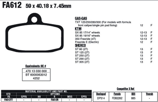 EBC Brake Pads FA612TT