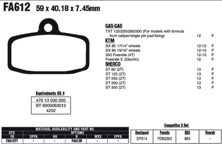 EBC Brake Pads FA612TT
