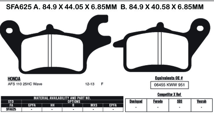 EBC Brake Pads SFA625