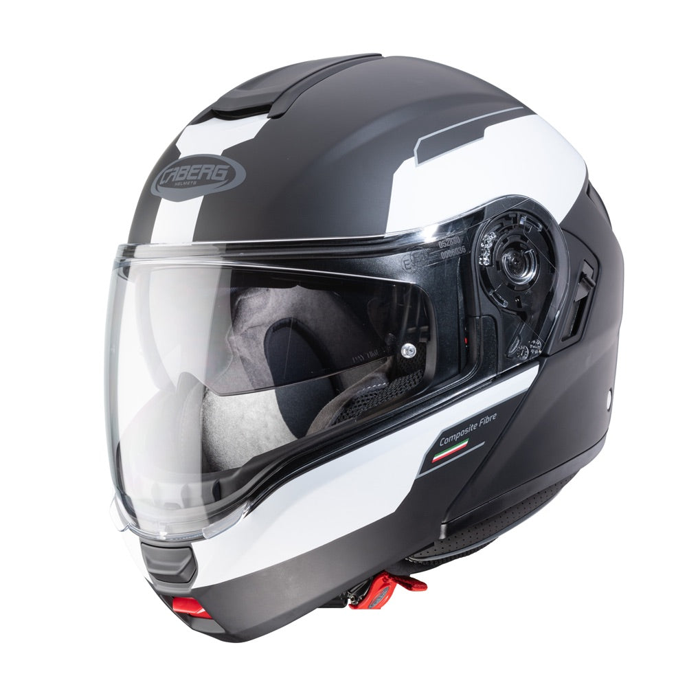 CABERG Levo Prospect Matt - Black / White Flip Up Motorcycle Helmet