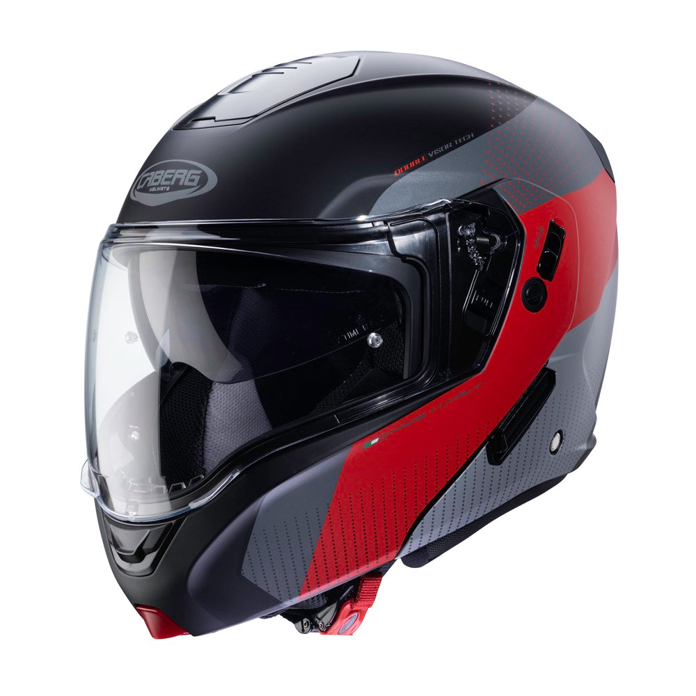 CABERG Horus Scout Matt Black / Red Flip Up Motorcycle Helmet - Small