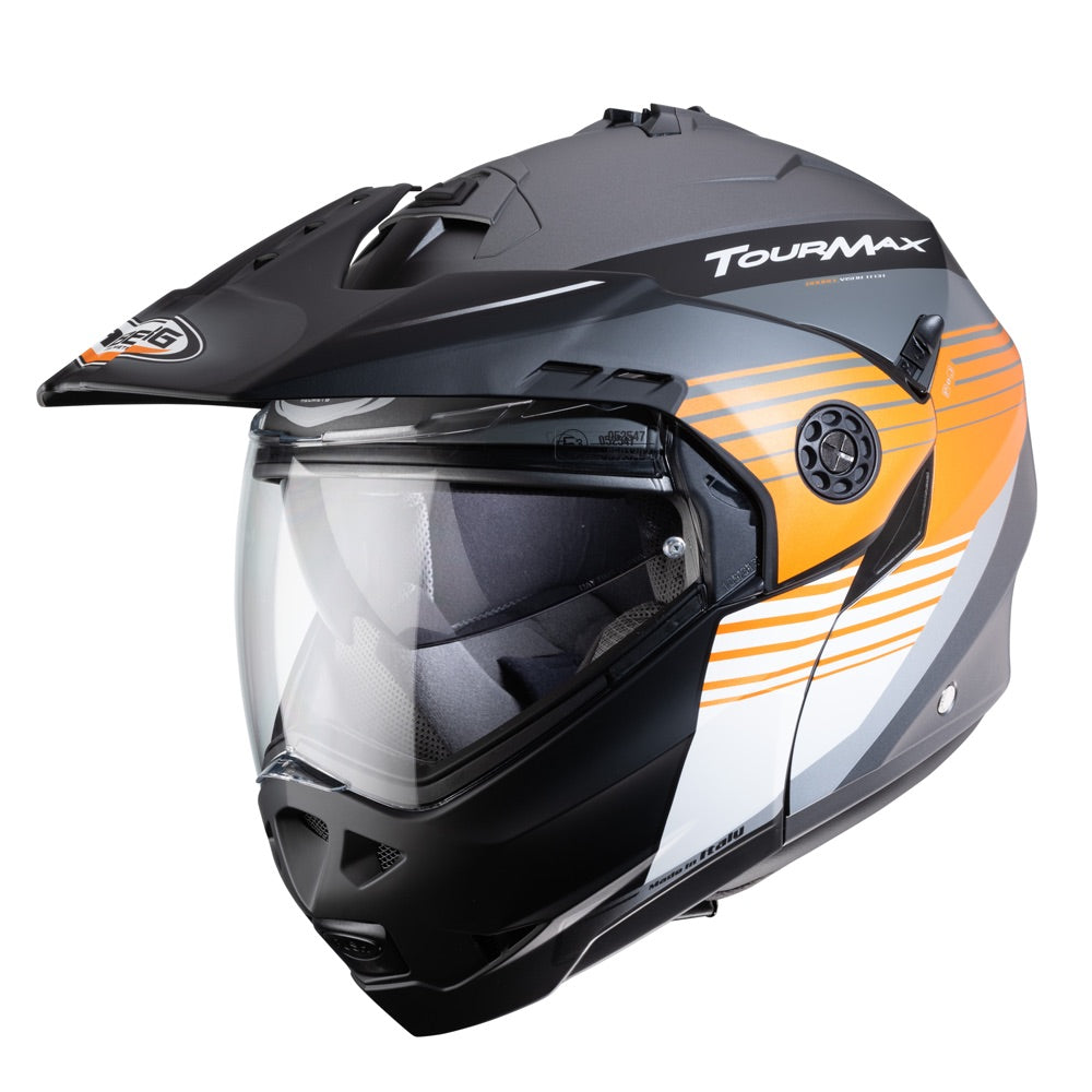 CABERG Tourmax Titan Matt - Gun Metal / Orange / White Helmet