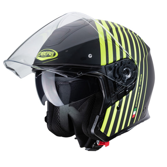 CABERG Flyon Bakari Matt - Black / Yellow Open Face Motorcycle Helmet S / O