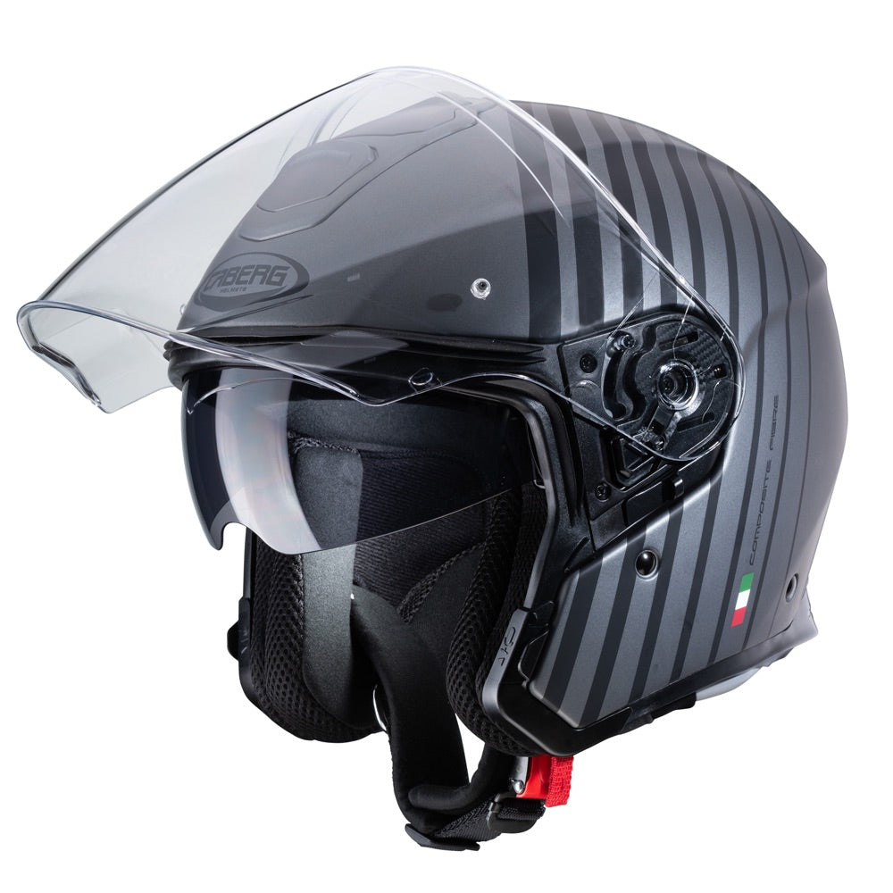 CABERG Flyon Bakari Matt - Gun Metal / Black Open Face Motorcycle Helmet / O