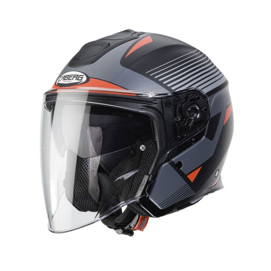 CABERG Flyon Rio Matt - Black / Red / Anthracite / Silver Open Face Motorcycle Helmet
