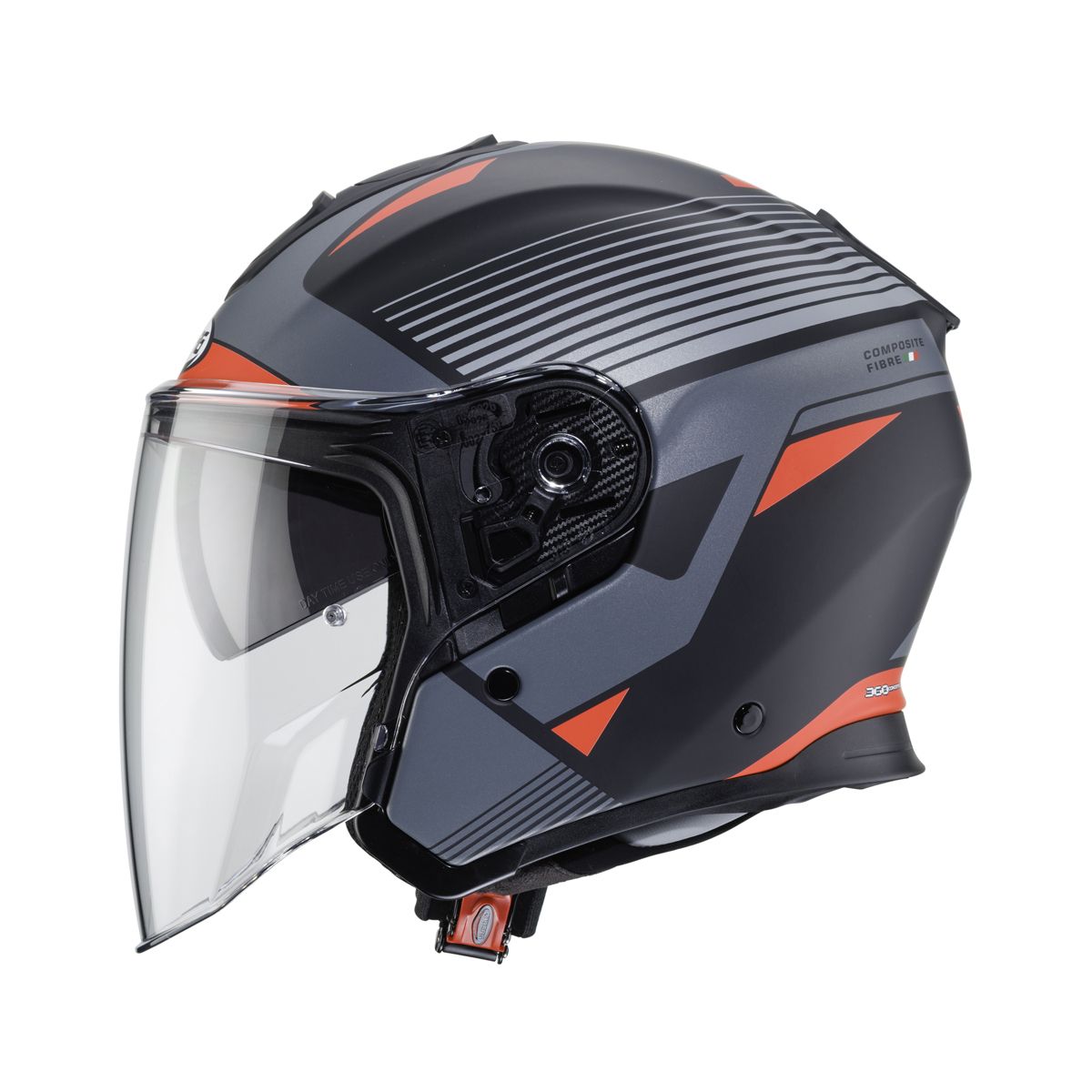 CABERG Flyon Rio Matt - Black / Red / Anthracite / Silver Open Face Motorcycle Helmet