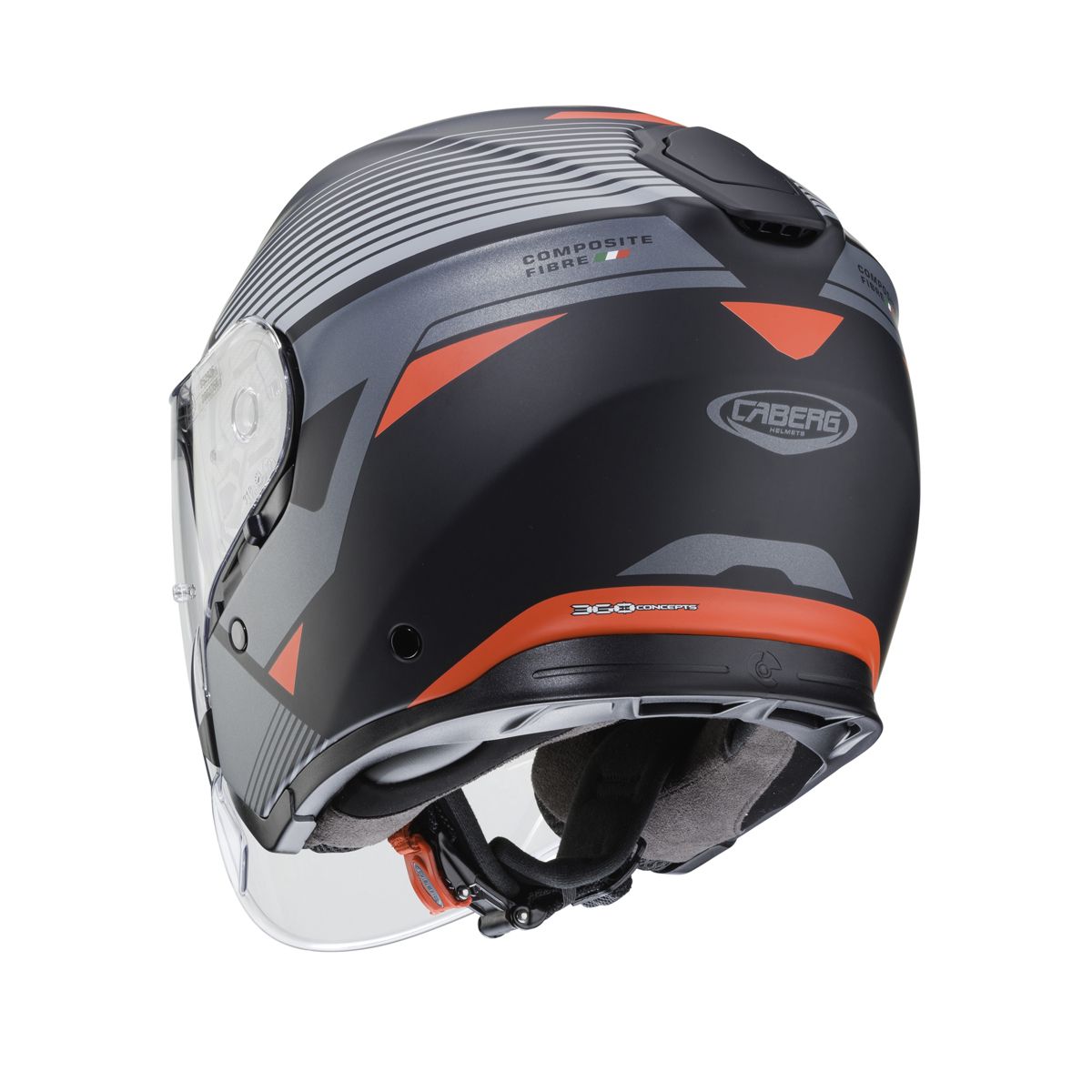 CABERG Flyon Rio Matt - Black / Red / Anthracite / Silver Open Face Motorcycle Helmet
