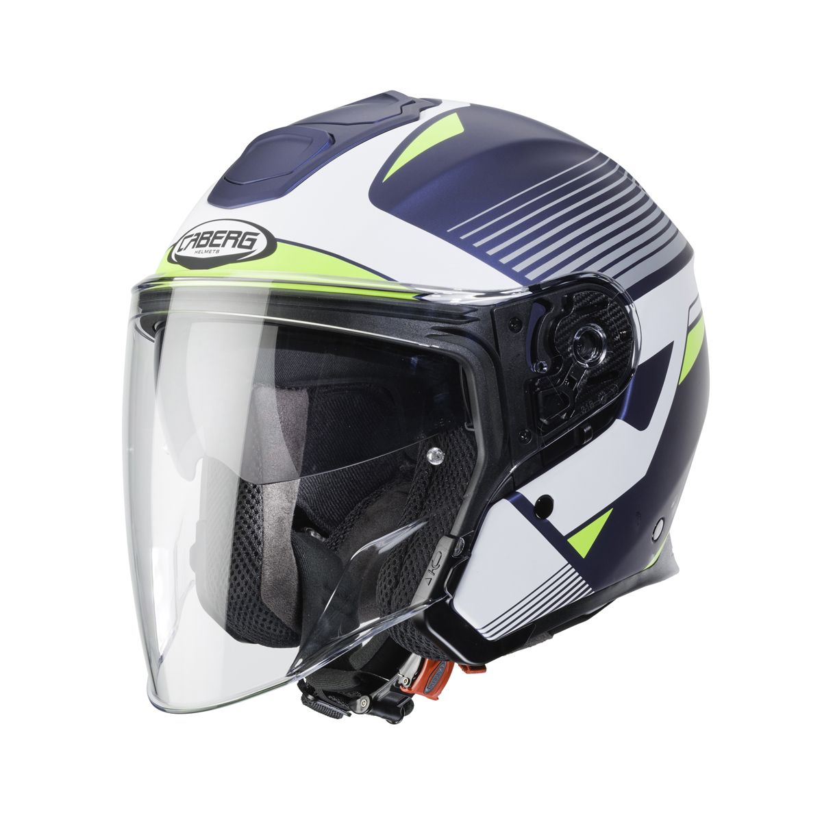 CABERG Flyon Rio Matt - Blue / White / Yellow / Silver Open Face Motorcycle Helmet