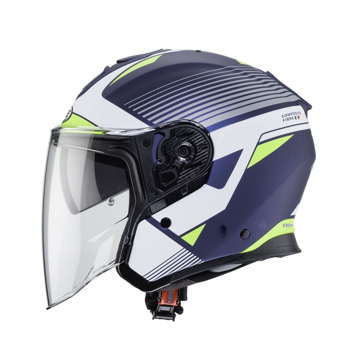 CABERG Flyon Rio Matt - Blue / White / Yellow / Silver Open Face Motorcycle Helmet