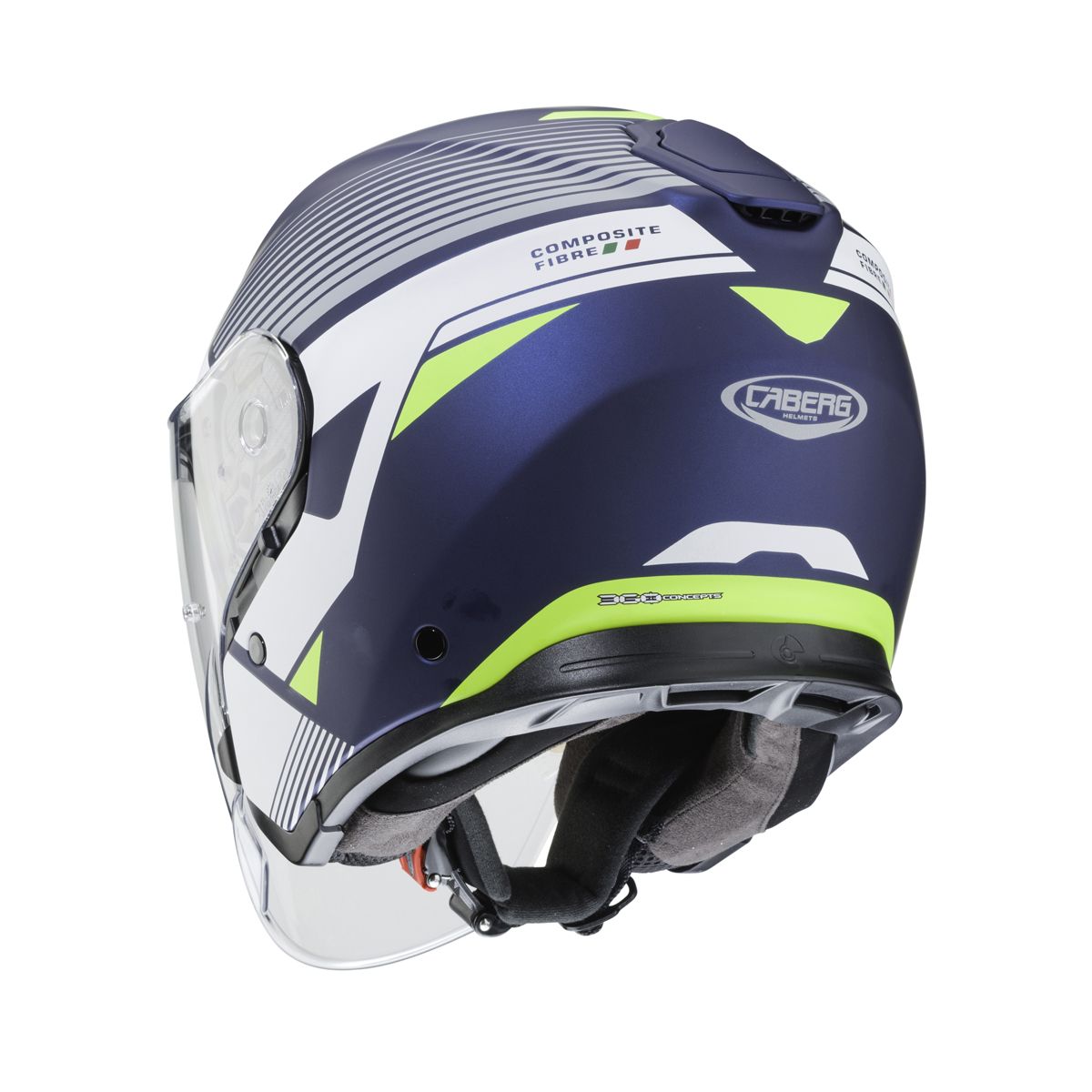 CABERG Flyon Rio Matt - Blue / White / Yellow / Silver Open Face Motorcycle Helmet