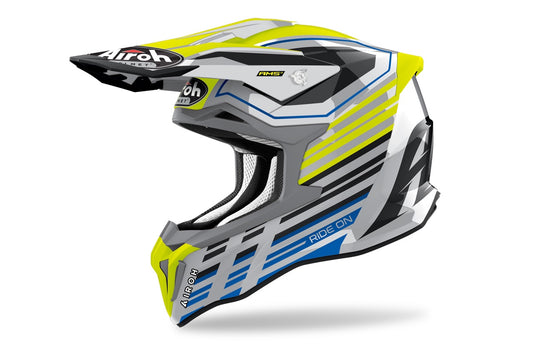 Airoh Strycker Shaded Motorcycle Helmet - Yellow Gloss [22.06]