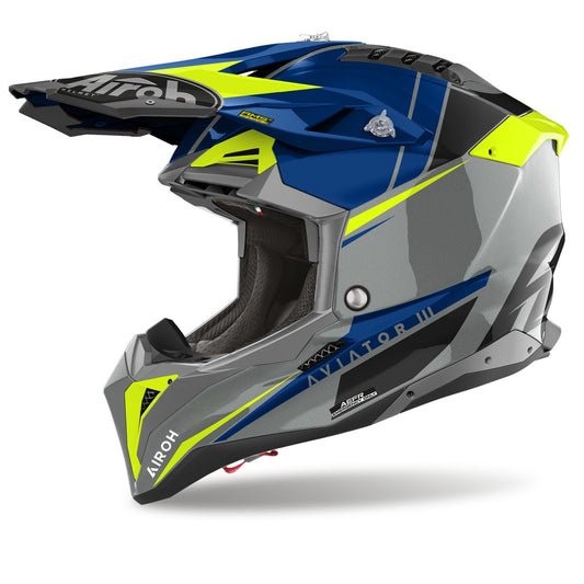 Airoh Aviator 3 Push Motorcycle Helmet - Blue Gloss [22.06]