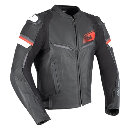 Oxford Cypher 1.0 Leather Mens Jacket - Black / White / Red