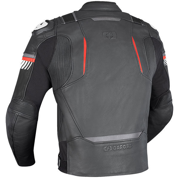 Oxford Cypher 1.0 Mens Leather Jacket - Black / White / Red