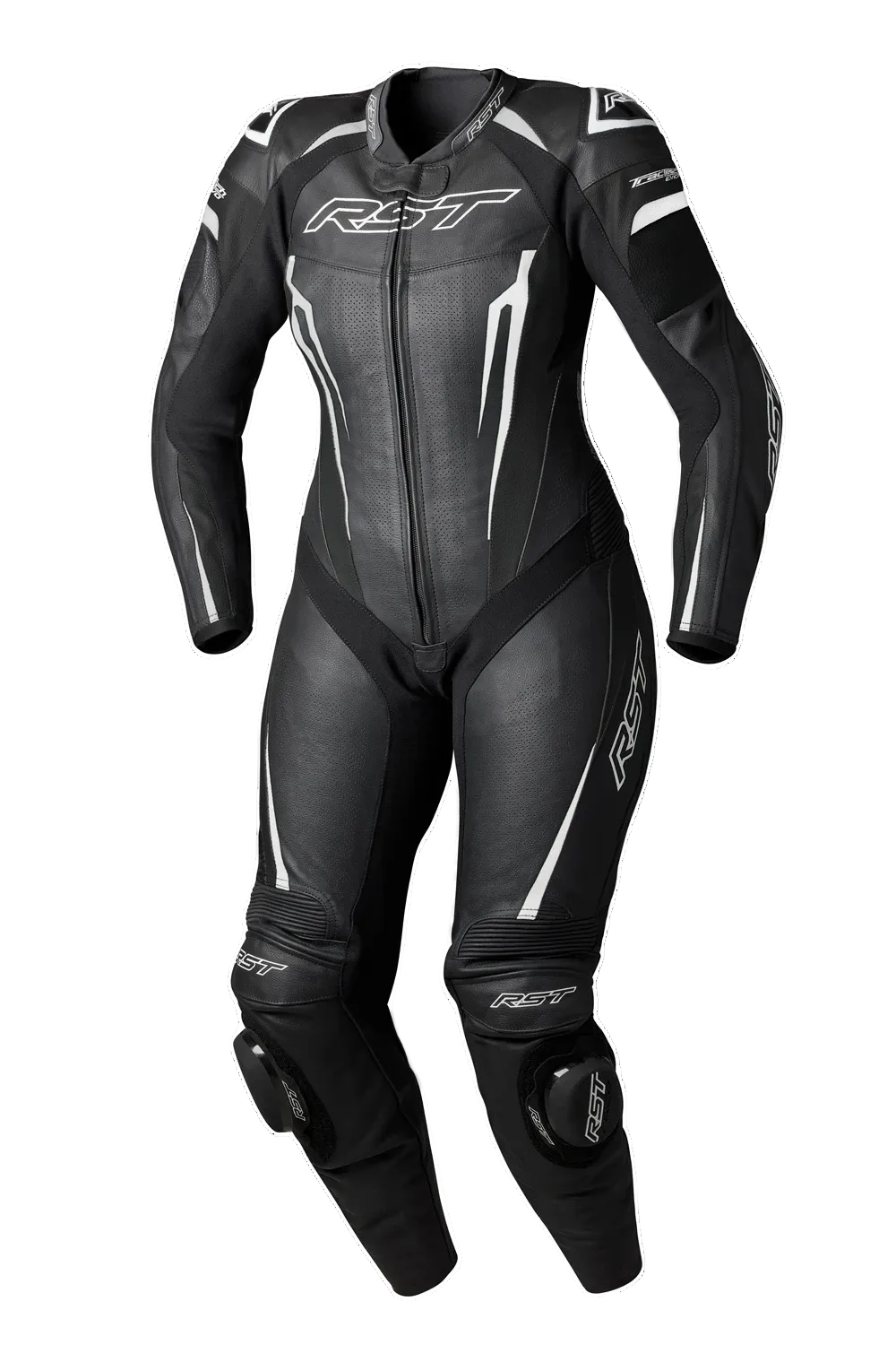RST Tractech Evo 5 CE Ladies Leather Suit - Black / White / Black