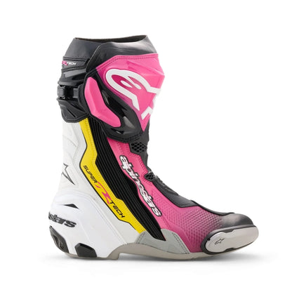 Alpinestars Supertech R Leather Race Boots - Black / Magenta / White / Yellow