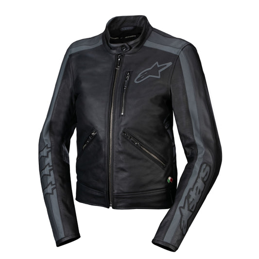 Alpinestars Stella Dyno Leather Ladies Jacket - Black / Tar Grey / Dark Grey