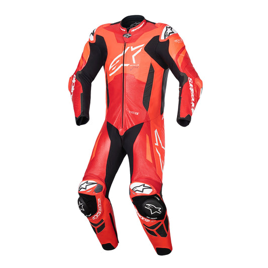 Alpinestars GP Plus V4 Sprint 1 Piece Leather Suit - Red Fluo / Mid Red / White