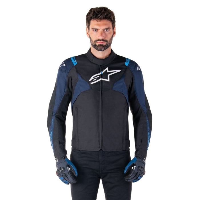 Alpinestars T-Jaws V4 Waterproof Textile Jacket - Black / Dark Blue / Blithe Blue