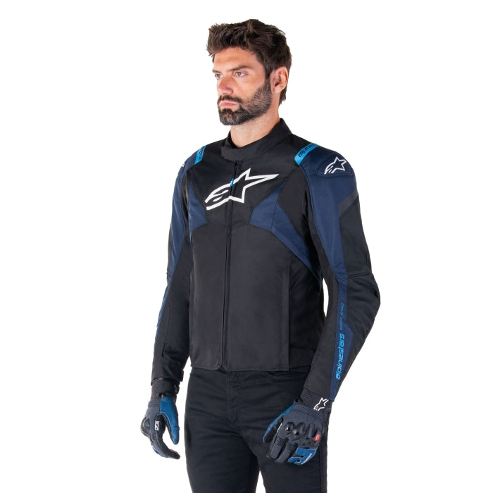 Alpinestars T-Jaws V4 Waterproof Textile Jacket - Black / Dark Blue / Blithe Blue