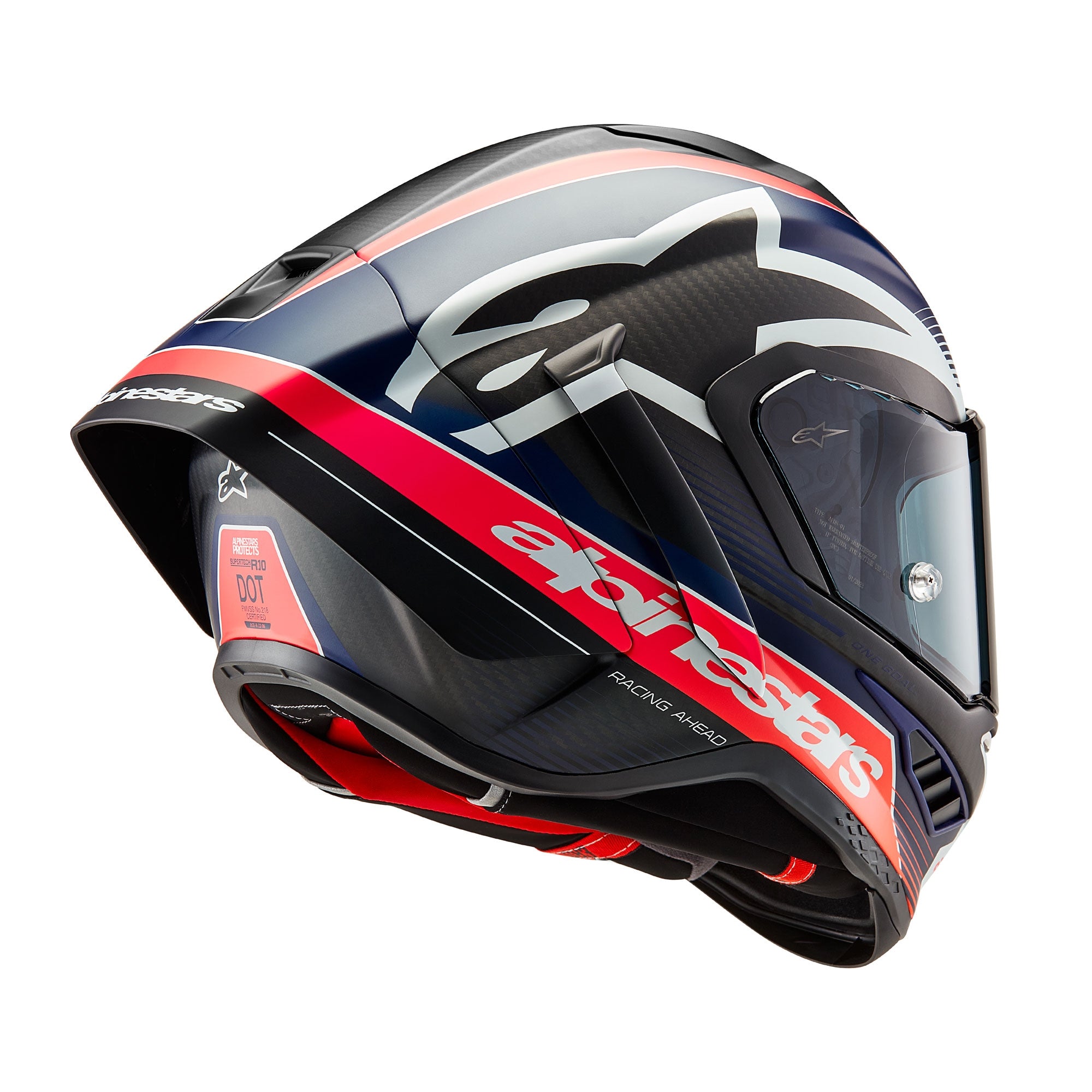 Alpinestars Supertech R10 Team ECE 2206 FIM Helmet - Black Carbon / Red Fluo / Dark Blue