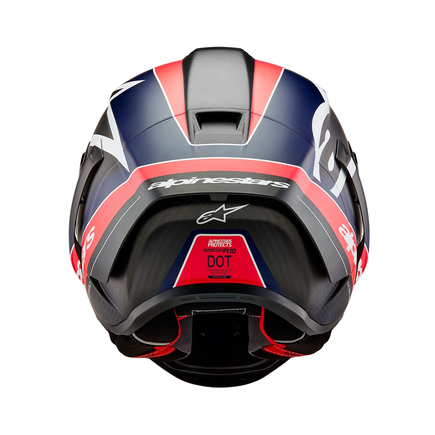 Alpinestars Supertech R10 Team ECE 2206 FIM Helmet - Black Carbon / Red Fluo / Dark Blue